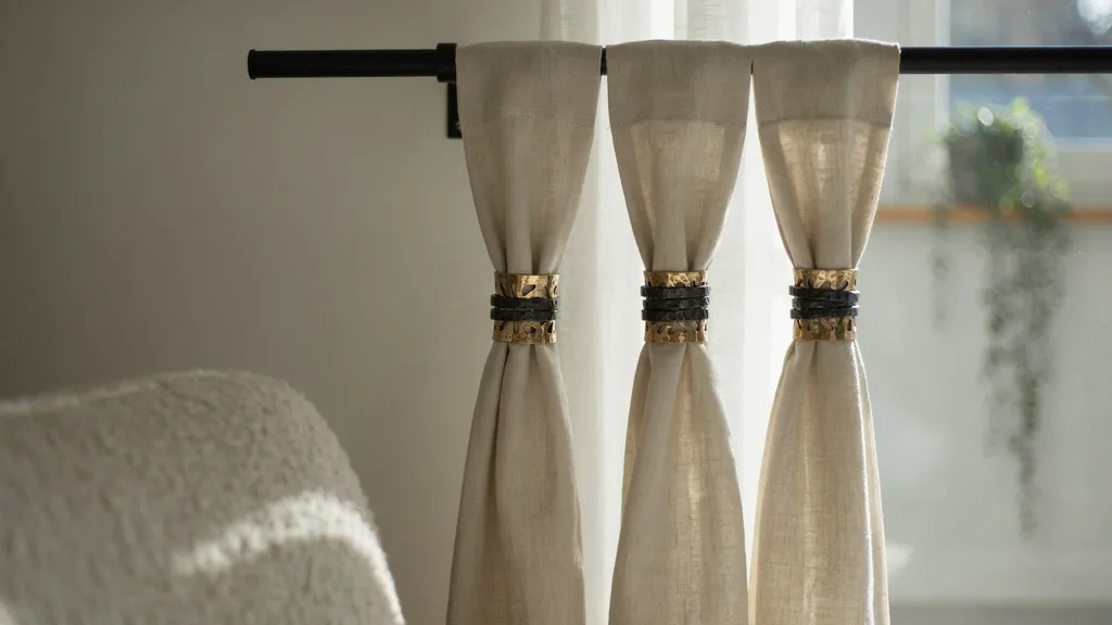 Creative curtain tie backs made from decorative bracelets and cuffs