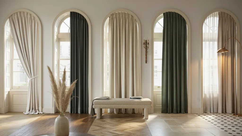 Different curtain length options displayed in a stylish room.