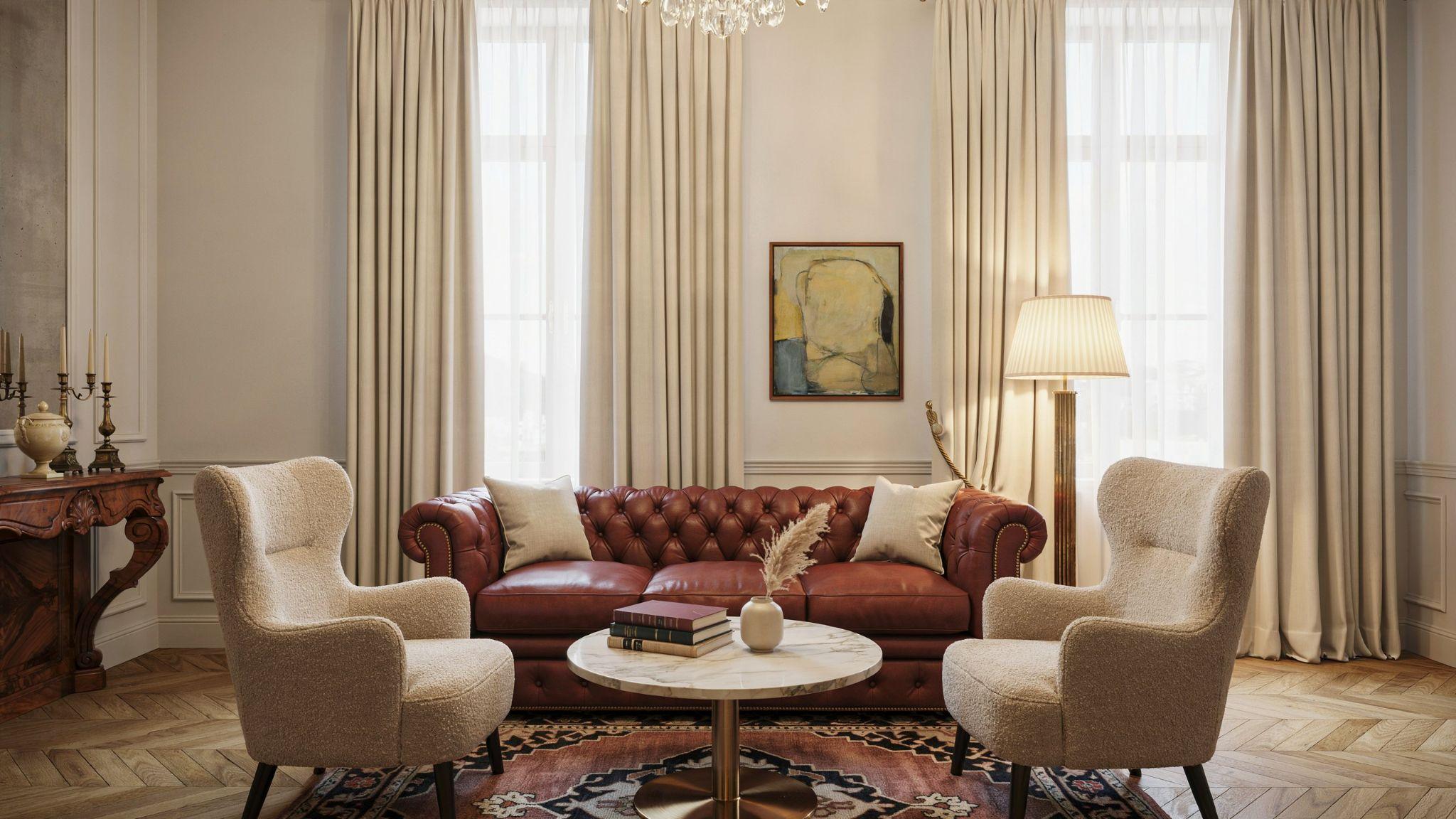 Pinch pleat curtains creating a refined and tailored window treatment