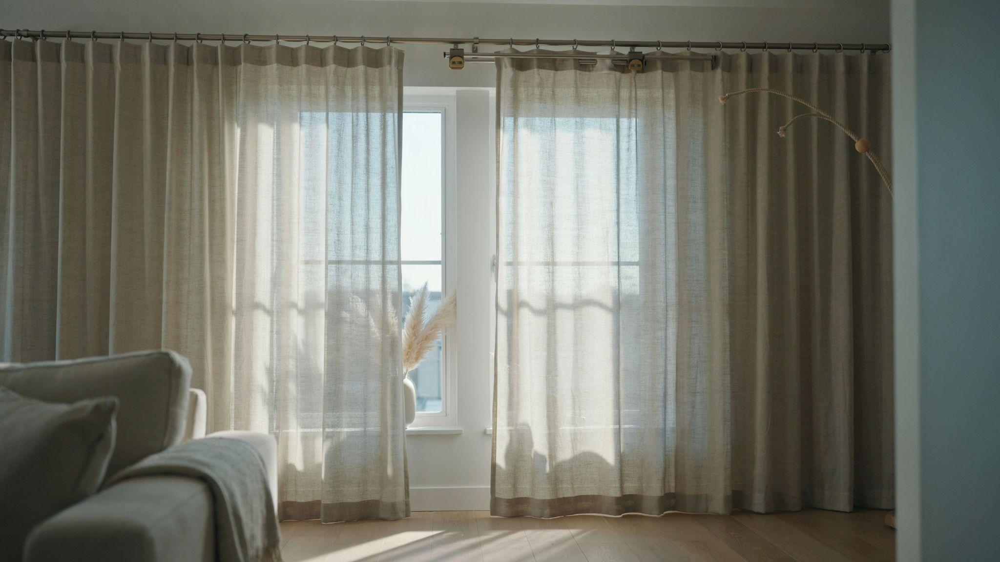 Traverse hooks attached to a cord-operated curtain system.