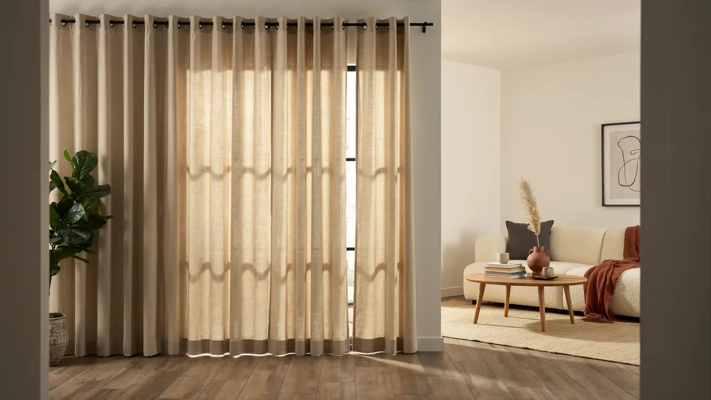 Grommet curtain pleats with metal rings creating deep even folds that are easy to slide open and close making them ideal for casual modern and everyday home spaces.