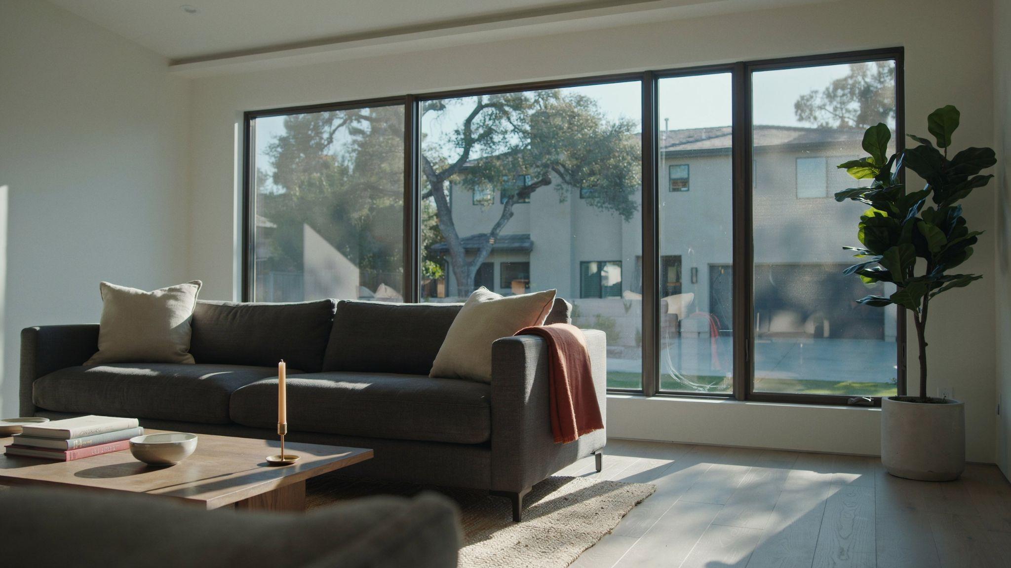 Residential windows with tint film highlighting potential drawbacks of home window tinting.