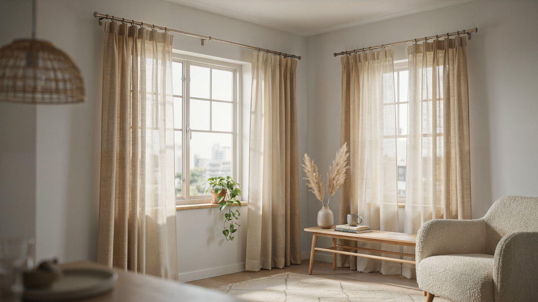 Double curtains layered on a single rod creating stylish light control without dual hardware