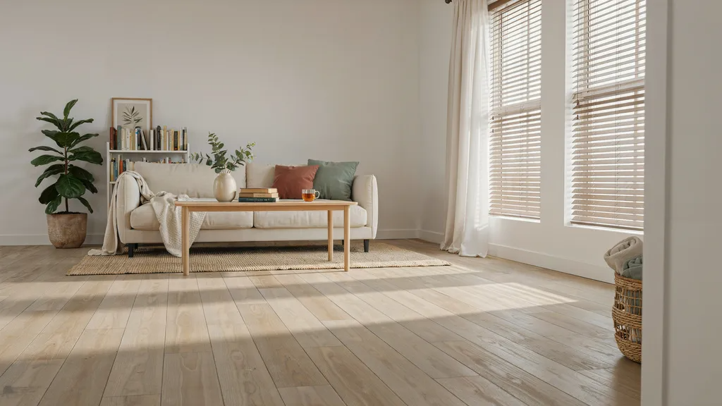 Cellular blinds in an energy-efficient living room