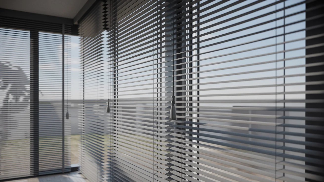 "Mini blinds and Venetian blinds with fully closed slats demonstrating proper privacy and light control."