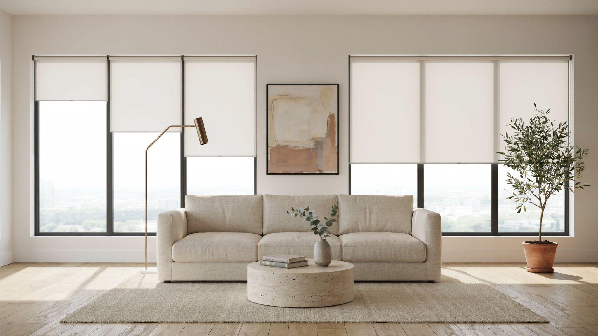 Comparison of individual blinds and unified window treatment across three windows.