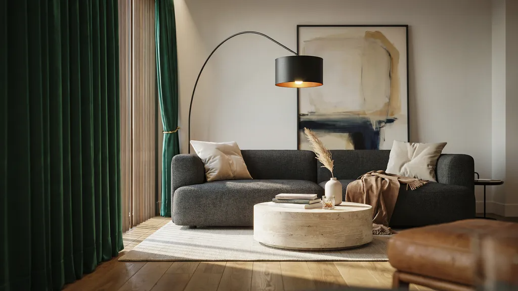 Velvet curtains over vertical blinds creating a rich and luxurious window design.