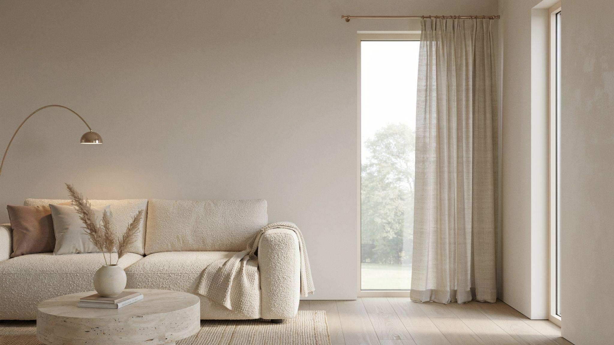 Single panel curtain complementing a minimalist and modern room design