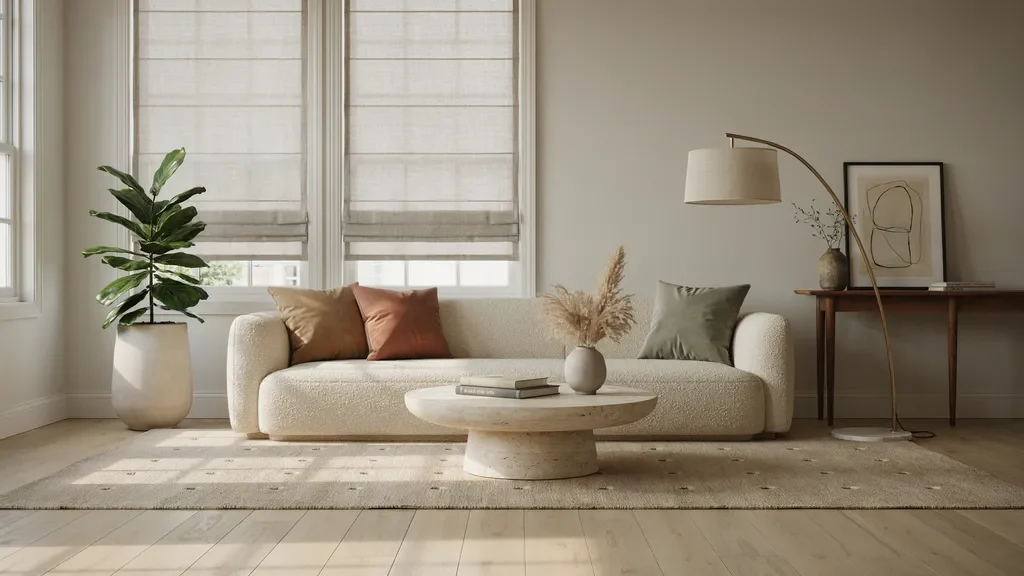 Roman blinds adding elegance to a living room