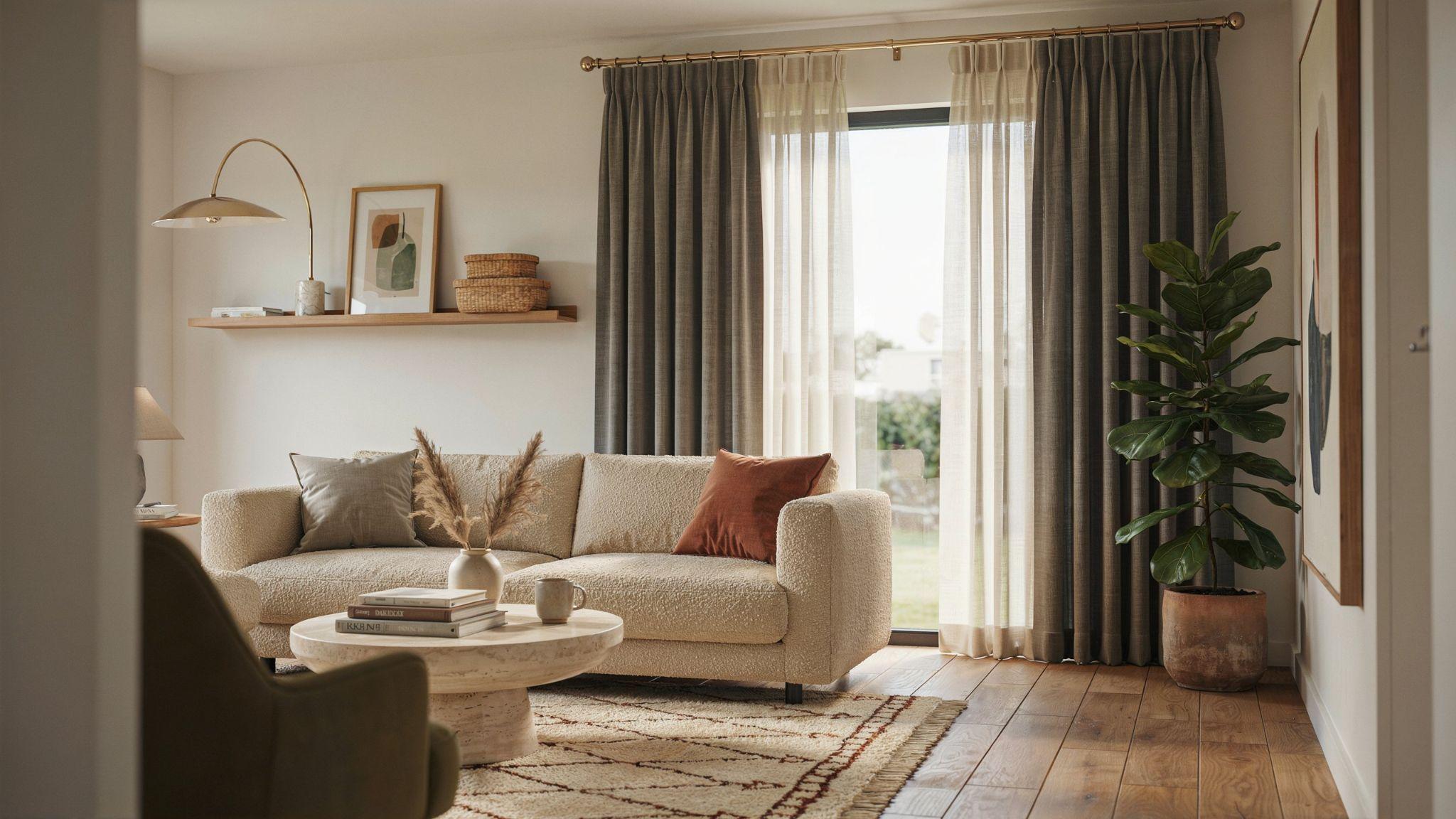 Layered sheer and drape curtains providing privacy, light control, and elegant window styling