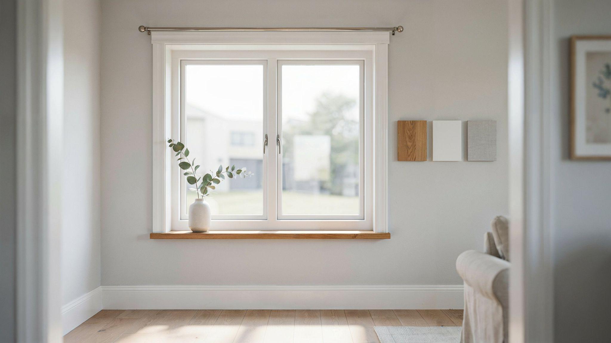 Residential window displaying frame head jambs sill stool and material examples in detail