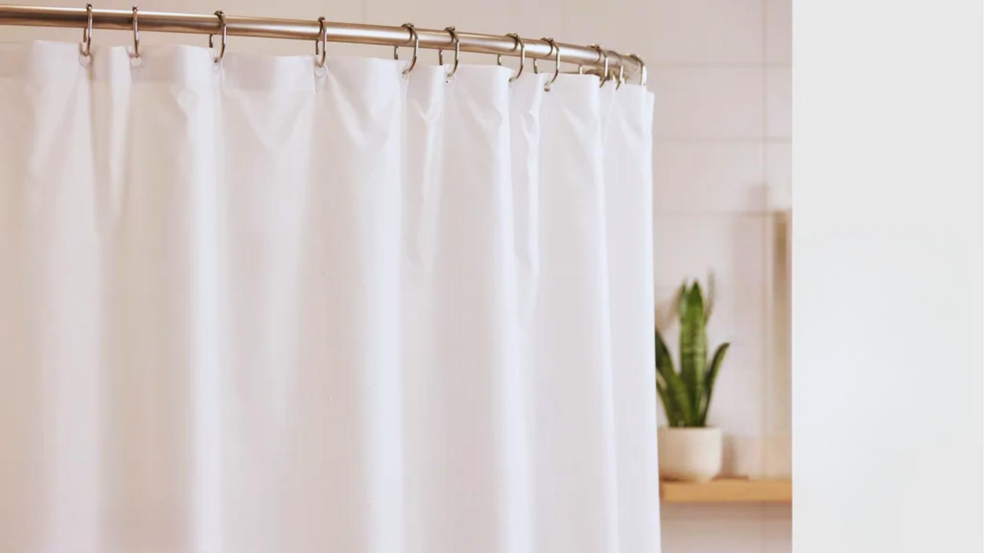 close up of PEVA shower curtain material showing soft waterproof texture and clean chemical free bathroom concept.