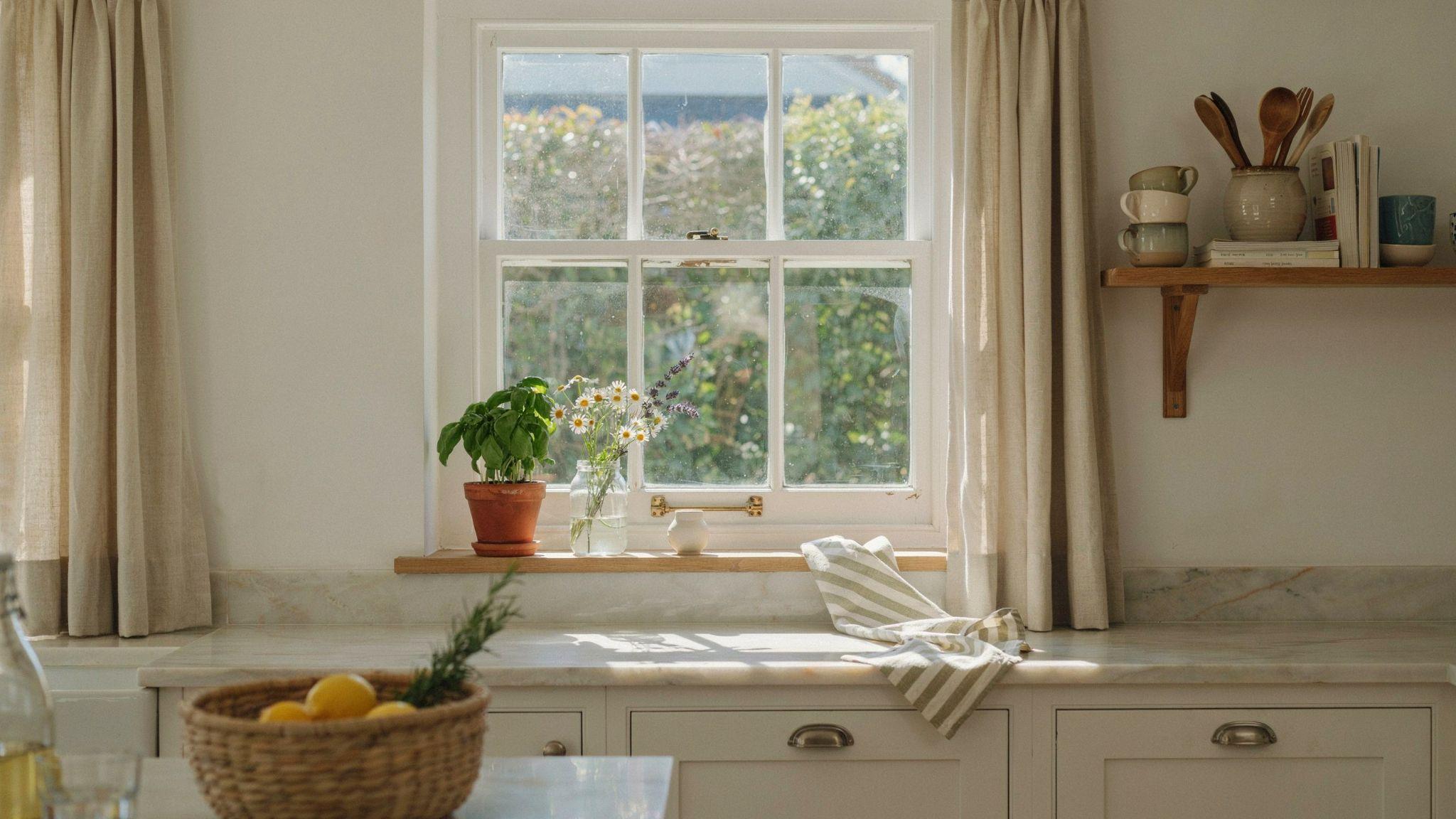 Apron length curtains providing practical coverage for smaller household windows