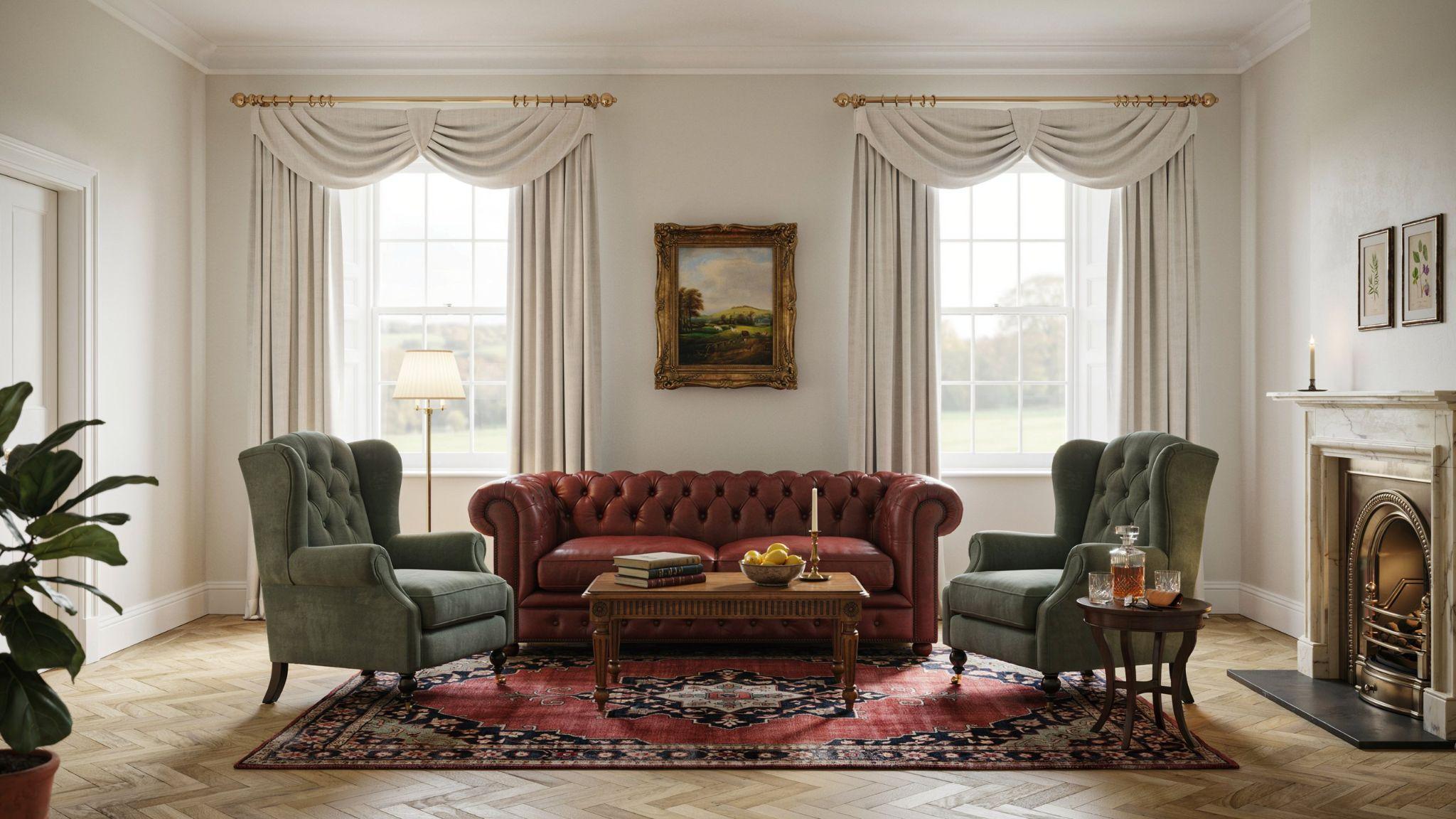 Traditional rod pocket curtains adding classic charm to a welcoming interior