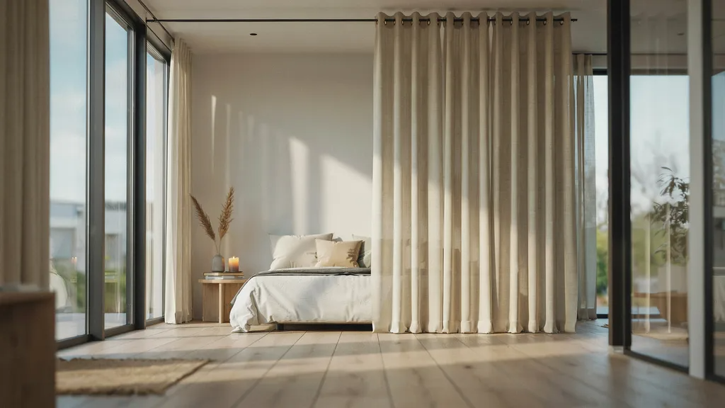 Medium-sized curtain panel with balanced ring spacing.