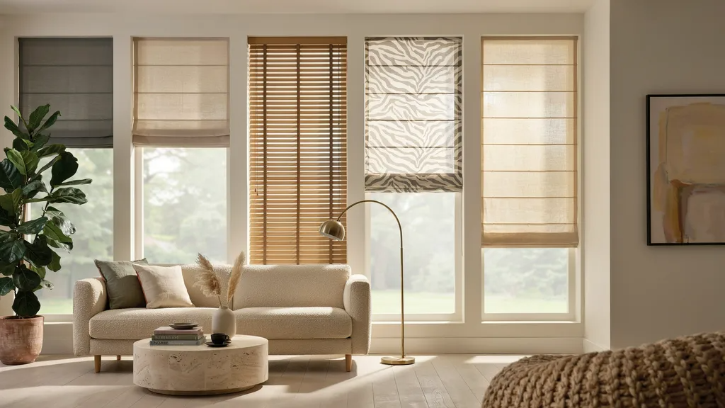Living room blinds providing privacy and style
