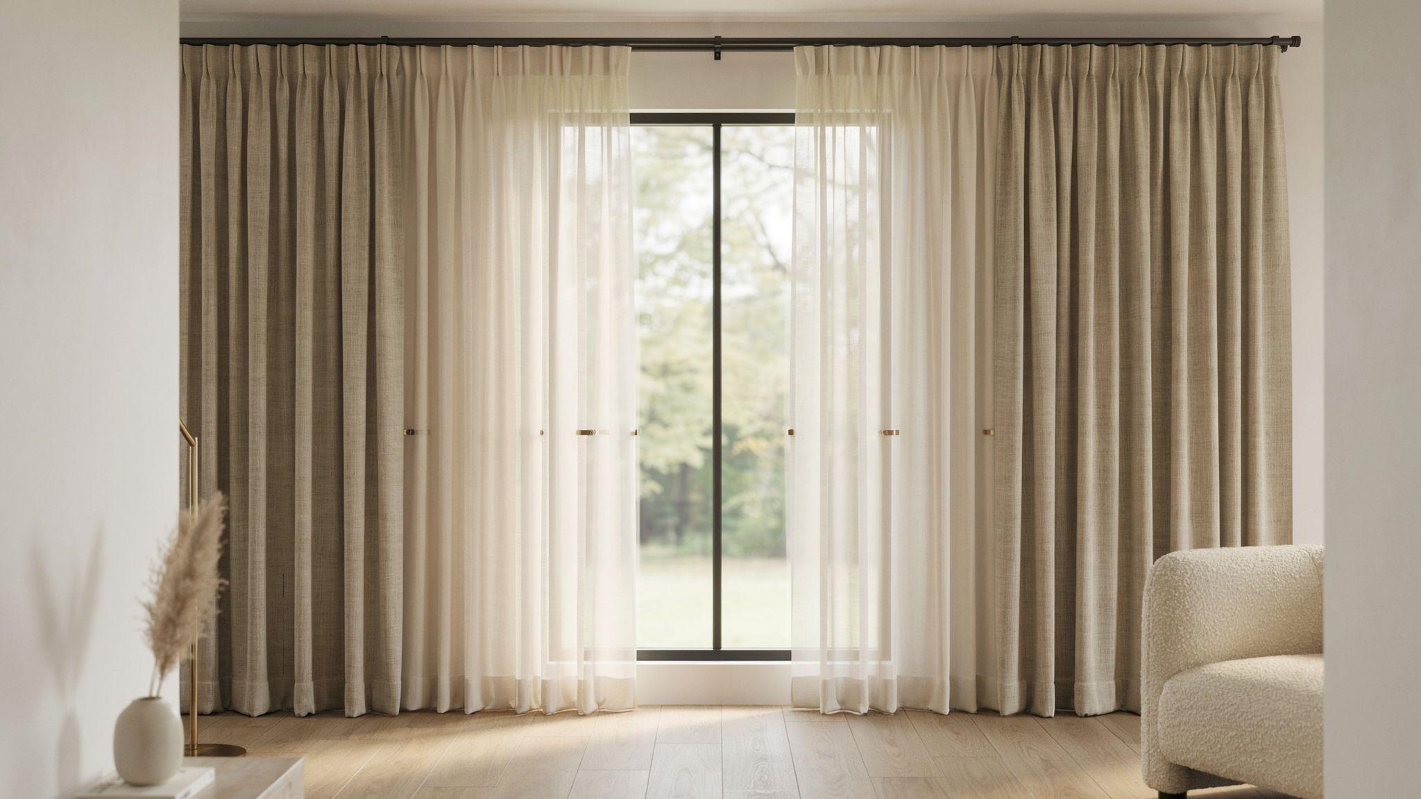 Sheer panels clipped behind drapes to create a simple layered curtain design