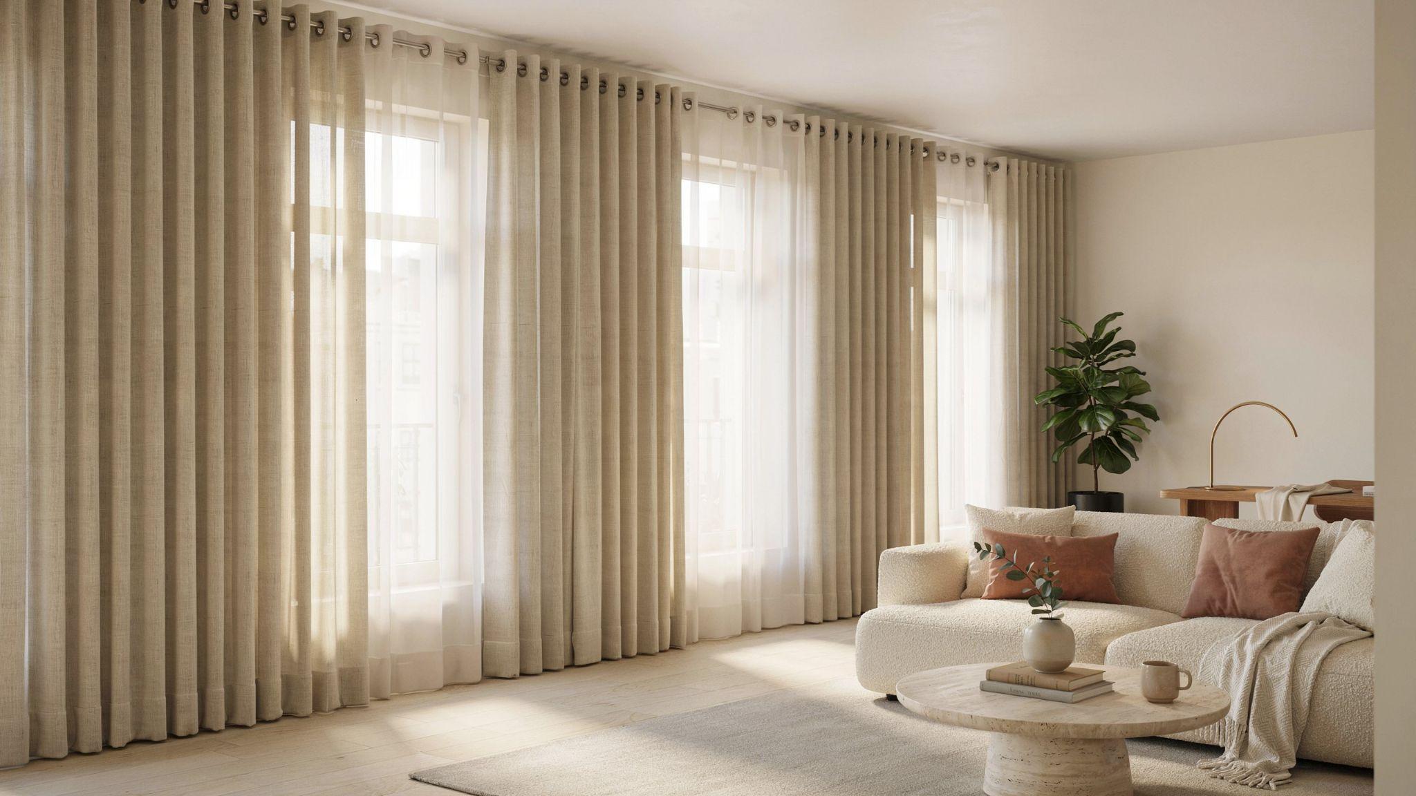 Modern grommet curtains with sleek metal rings and clean contemporary styling