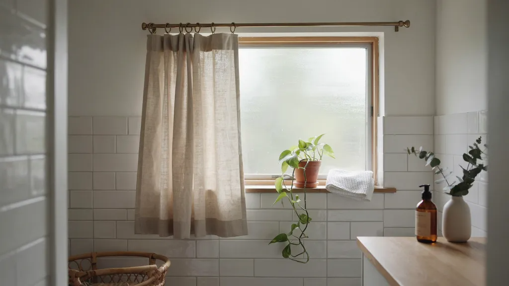Small curtain panel with correctly spaced curtain rings.