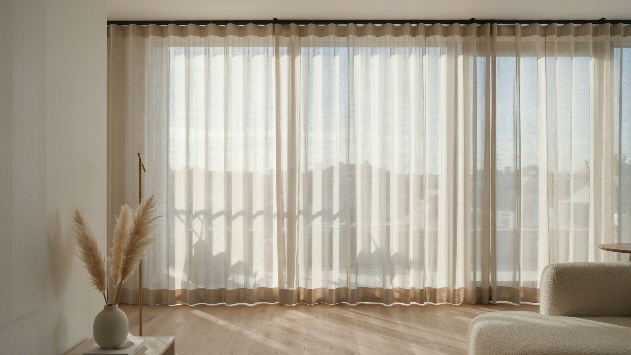 Ripple fold curtains creating continuous wave-like folds across a modern window