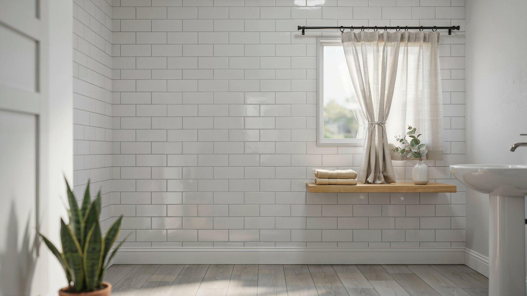 Tension curtain rod installed in small window holding light curtains in minimal space