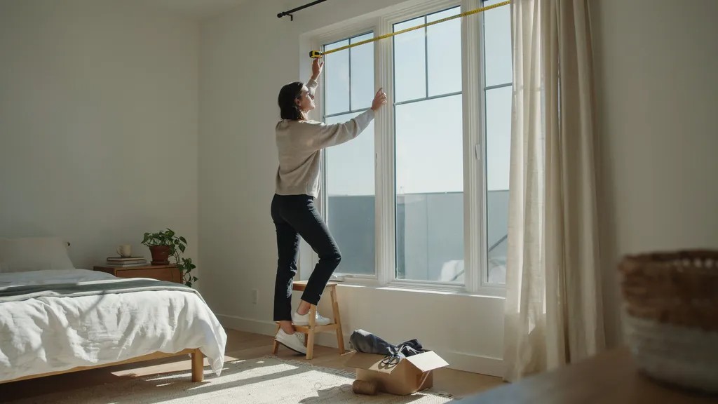 Measuring a window for DIY blackout shades.