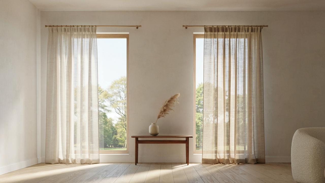 Side-by-side comparison of sheer and semi-sheer curtains showing differences in transparency and light filtering.
