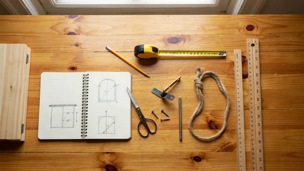Important tools for measuring cafe curtains.