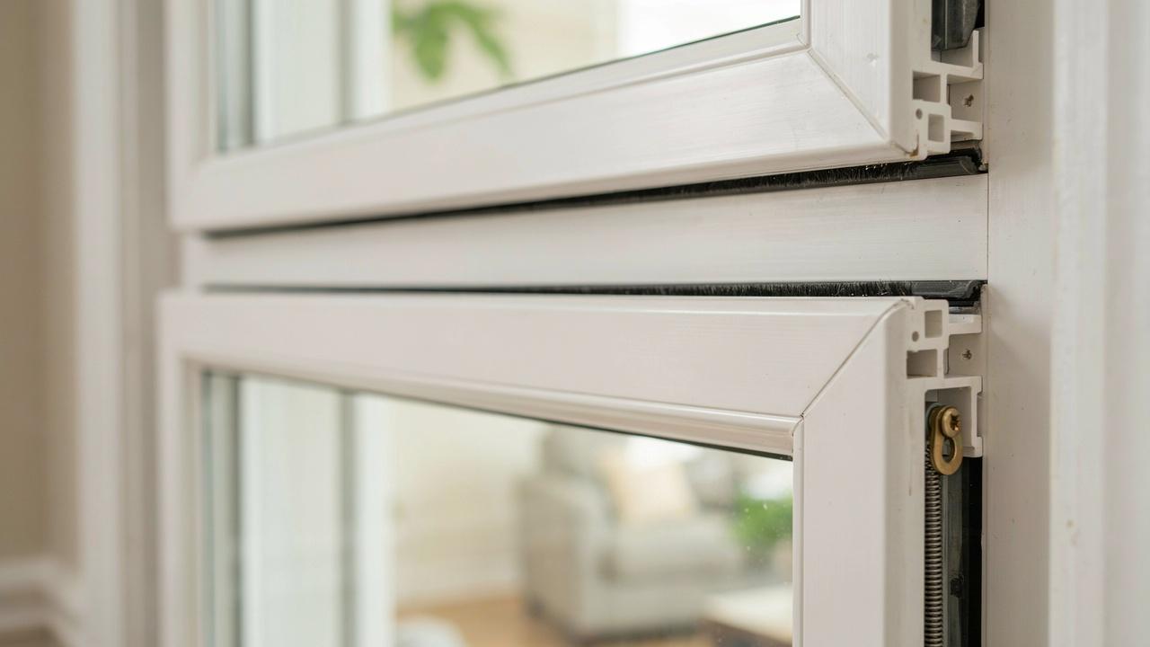 Close-up of a window sash showing how it holds the glass inside the frame.