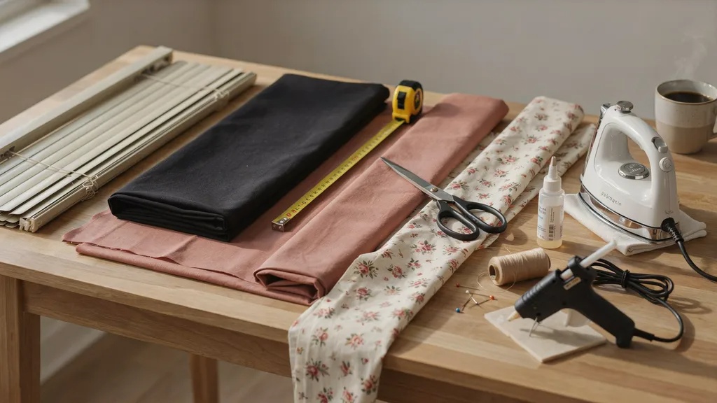 Materials needed to make DIY blackout shades.