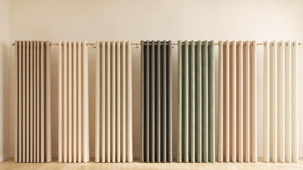 Side-by-side display of various curtain pleat styles for a quick visual comparison of their folds and draping patterns.