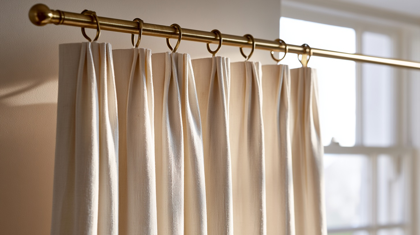 Elegant pencil pleat curtains in soft linen fabric.