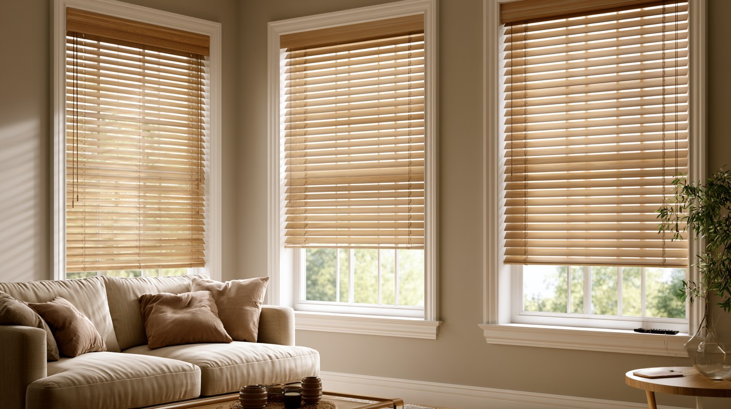 Comparison of string blinds, cordless blinds, and motorized blinds shown side by side on windows.