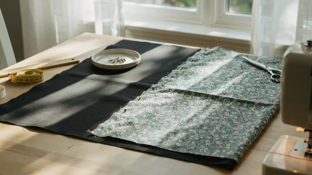Adding blackout fabric to a DIY shade.