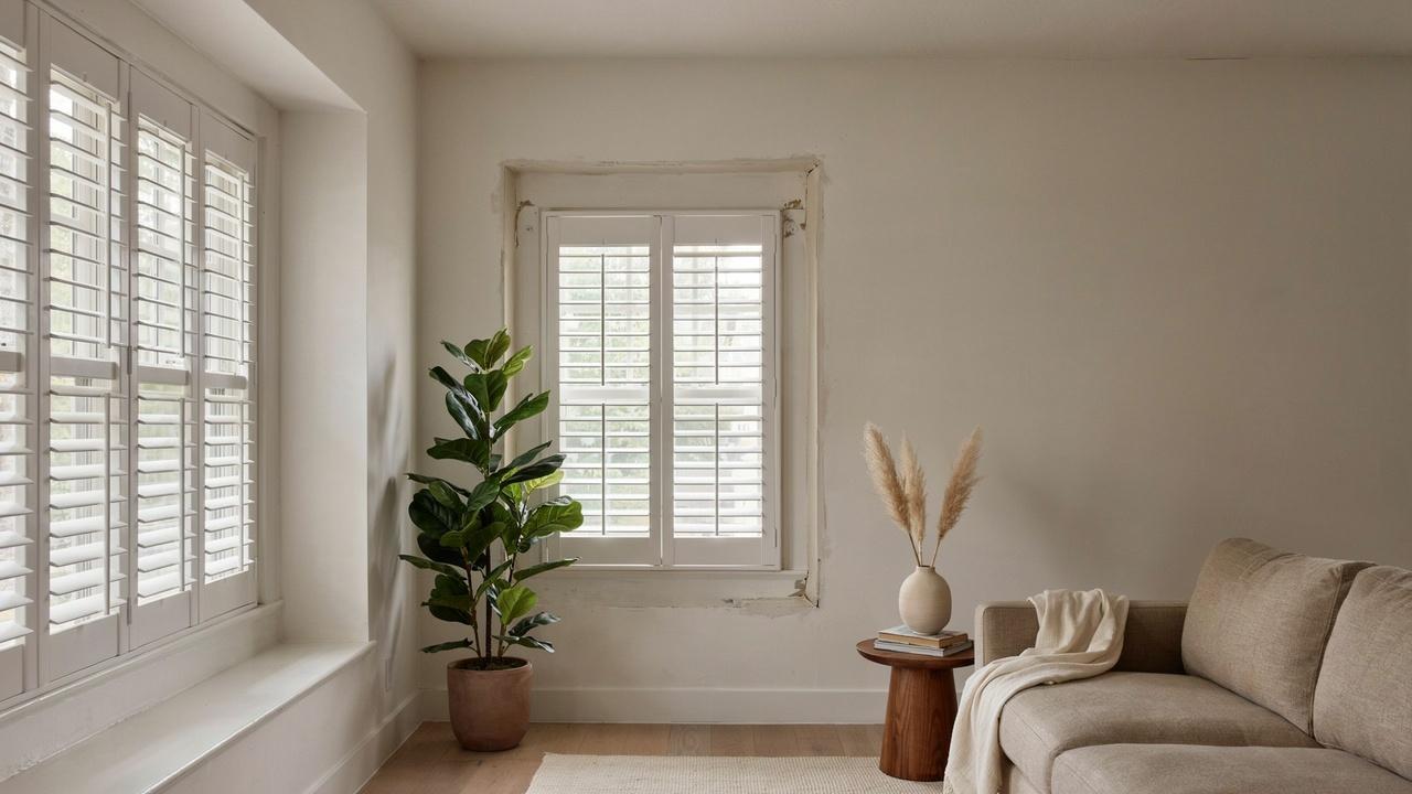 Two windows with different frame depths and conditions demonstrating when inside or outside mount plantation shutters work best.