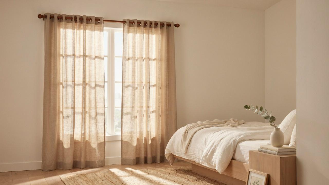 Rod pocket curtains with a gathered top hanging in a cozy room.