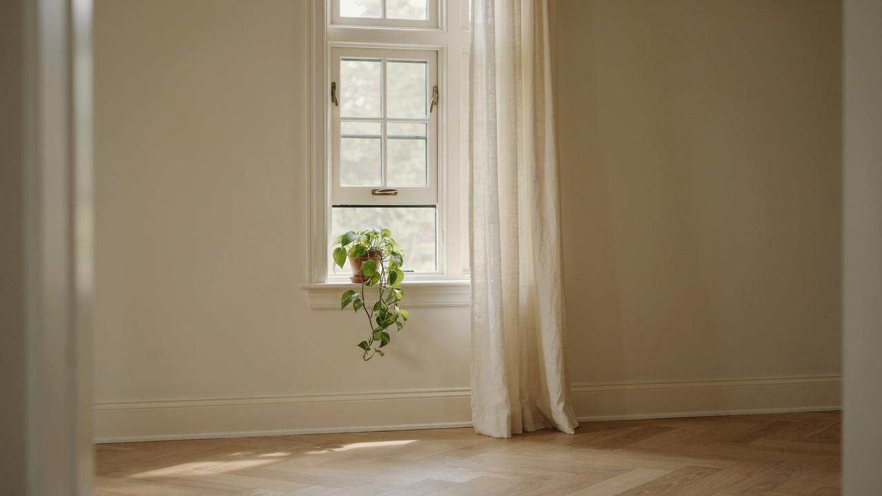 Double-hung window showing its upper and lower movable sashes in a home interior.
