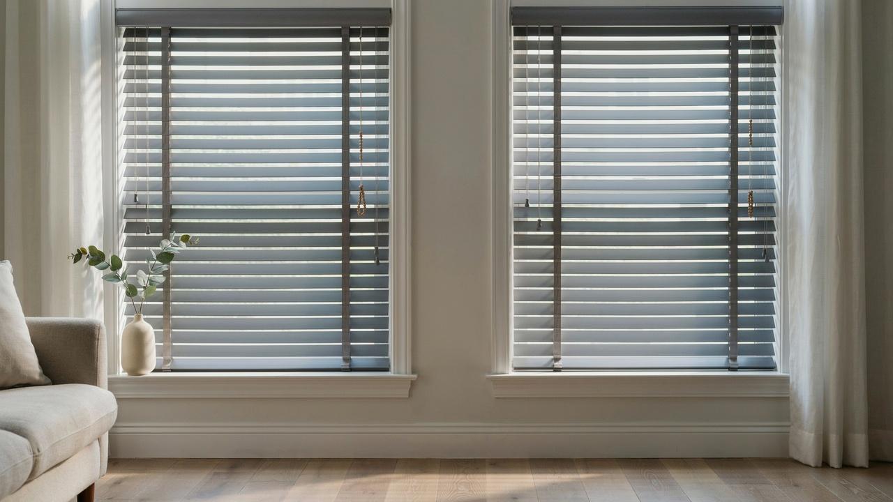 Side-by-side comparison of corded and cordless window blinds.