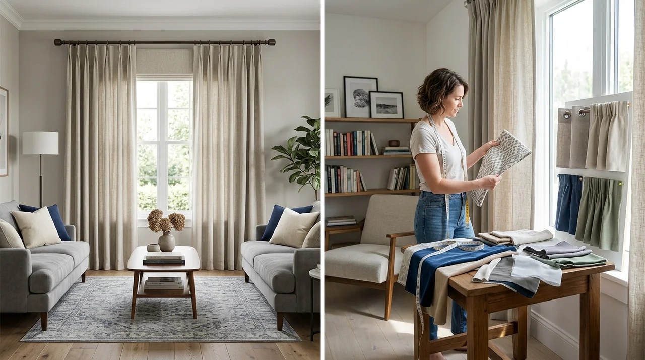 Curtain top selected to complement room décor, fabric, light, and hardware.