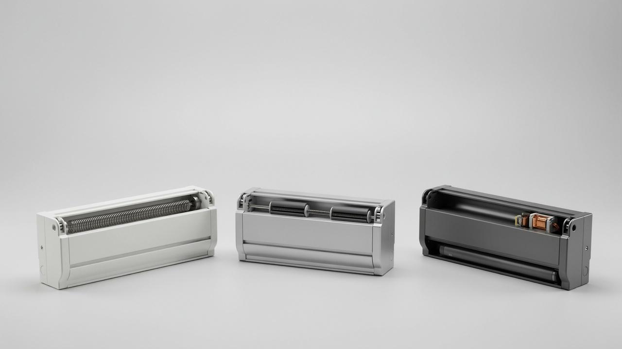 Comparison of spring, friction, and motorized cordless blind mechanisms.